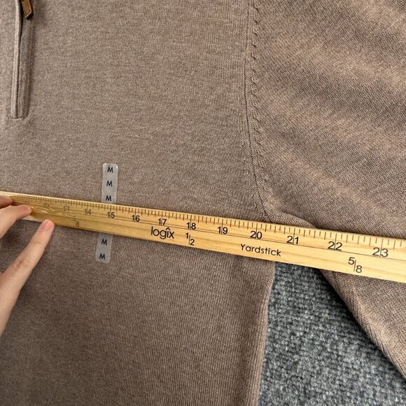 NWOT Roundtree & Yorke Beige 1/4 Zip Sweater Medium Knit Cotton Blend Basic - Picture 6 of 12